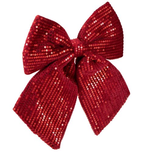 Prodotto Grande fiocco di velluto con paillettes rosso scuro 20×22cm 2 pezzi