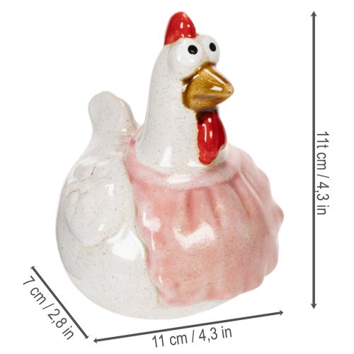 Prodotto Statuette di galline in ceramica per il soggiorno, simpatiche decorazioni pasquali per la tavola di casa, 11 cm, 2 pezzi
