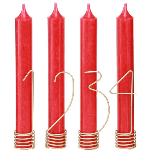 Prodotto Decorazione per candele numeri dell'Avvento 1-4 metallo oro opaco H10cm 4 pezzi