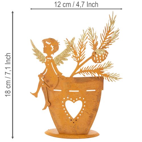 Prodotto Portacandele natalizio, decorazione a forma di angelo, decorazione effetto ruggine, Ø8cm H18cm