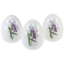 Prodotto Decoro uova di Pasqua in ceramica con decoro floreale 12cm 3pz