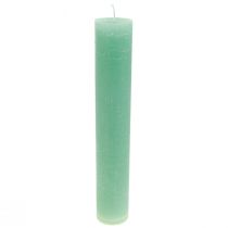 Prodotto Candele verdi, grandi candele in tinta unita, 50x300mm, 4 pezzi