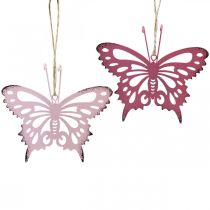 Prodotto Ciondolo farfalla decorativa in metallo rosa rosa 8,5x9,5 cm 6 pezzi