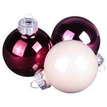 Prodotto Palline per albero di Natale Palline per albero in vetro Berry Mix Ø5cm 24 pezzi Berry rosa beige crema lucido