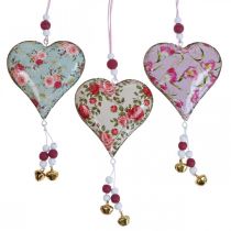 Prodotto Ciondolo decorativo con fiori vintage deco a forma di cuore 8,5x9 cm 3 pezzi