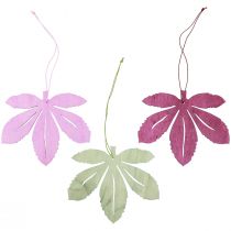 Prodotto Appendiabiti decorativo in legno foglie autunnali rosa viola verde 12x10 cm 12 pezzi