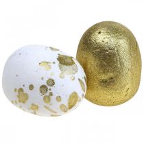 Prodotto Uova in polistirolo Uova di Pasqua in polistirolo decoro oro bianco 3cm 32 pezzi