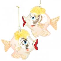 Prodotto Decorazioni per l&#39;albero di Natale pesce, ciondoli decorativi, decorazioni natalizie, vero vetro H9,5cm 2 pezzi