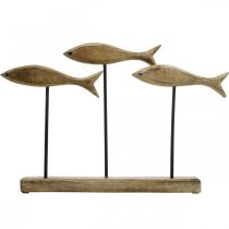 Prodotto Decoro marittimo, scultura decorativa, pesce in legno su supporto, colore naturale, nero H30cm L45cm
