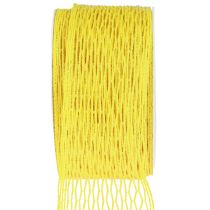 Prodotto Nastro in rete, nastro a griglia, nastro decorativo, giallo, rinforzato con filo metallico, 50 mm, 10 m