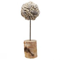 Prodotto Albero decorativo in legno decorazione invernale ghiande di betulla coni bianchi H40cm