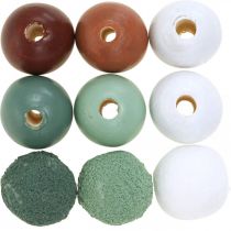 Prodotto Perline di legno palline di legno per artigianato assortite verde Ø3cm 36pz