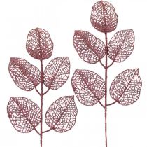 Prodotto Piante artificiali, foglie decorative, ramo artificiale glitter rosa L36cm 10p