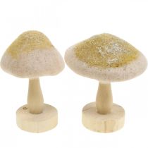 Prodotto Decoro in legno di funghi, feltro con decorazione da tavola glitterata Avvento H11cm 4 pezzi