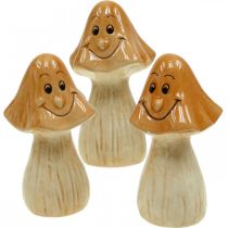 Prodotto Decoro funghi ceramica marrone decorazione autunnale figure Ø6cm H10.5cm 3pz