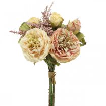 Prodotto Rose fiori artificiali in mazzo bouquet autunnale crema, rosa H36cm