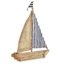 Prodotto Nave decorativa per barca a vela con vela blu e bianca e iuta H42cm