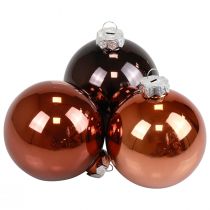 Prodotto Palline di Natale in vetro marrone mix palline per albero lucide Ø7,5 cm 12 pezzi