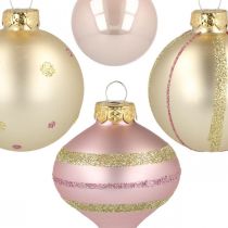Prodotto Palle di Natale in vetro rosa gialle assortite Ø4,5-7cm 20p