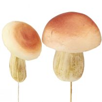 Funghi decorativi su bastoncini piccoli e grandi marroni H10/11,5 cm 8 pz