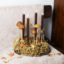 Prodotto Funghi decorativi su stecco, marroni 5,5 cm - decorazione autunnale per giardino e soggiorno - 6 pezzi