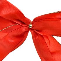 Prodotto Fiocco decorativo fiocco rosso con bordo dorato - elegante decorazione natalizia 4 cm di larghezza 15×21 cm 10 pz
