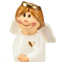 Prodotto Adorabile angelo in ceramica con accenti dorati bianchi 7 cm - idea regalo e decorazione amorevole - 6 pezzi