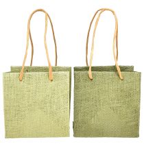 Sacchetti regalo con manico in carta stagnola verde 10,5 cm 12 pz