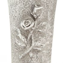 Prodotto Vaso tombale vaso grigio da incollare con motivo rosa H26cm 2 pezzi