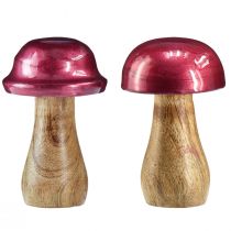 Prodotto Funghi in legno funghi decorativi legno rosso lucido Ø6cm H10cm 2 pezzi