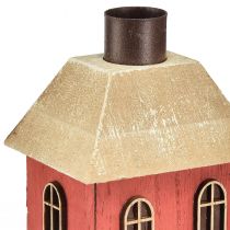 Prodotto Portacandele casa portacandele in legno rosso H14,5 cm 2 pezzi