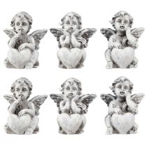 Prodotto Angioletto con cuore decorazione tomba figura grigia H5,5 cm 6 pz