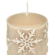 Prodotto Candele a colonna candele beige fiocchi di neve 100/65mm 4 pezzi