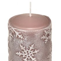Prodotto Candele a colonna candele rosa fiocchi di neve 100/65mm 4 pezzi