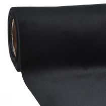 Prodotto Runner da tavolo in velluto nero, tessuto decorativo lucido, 28×270 cm - elegante runner da tavolo per le occasioni festive