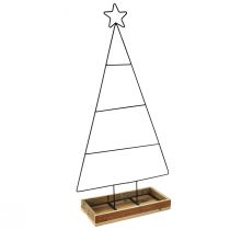 Prodotto Albero di Natale in metallo con vassoio decorativo in legno, 98,5 cm - Decorazione natalizia moderna