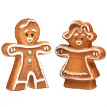 Prodotto Decorazione natalizia donna e uomo di pan di zenzero in ceramica 7 cm 6 pezzi