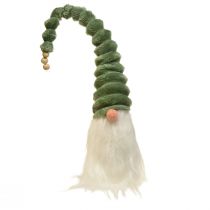 Gnomo festivo con cappello verde a spirale e barba bianca 65 cm - Magia natalizia scandinava per la tua casa - 2 pezzi