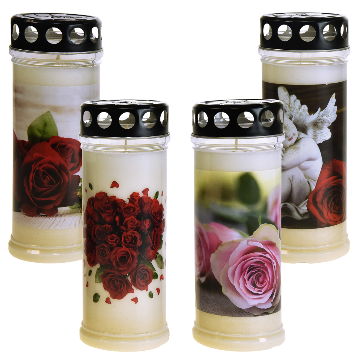 Candele gravi, luce a olio, candele da lutto, motivo Ø7,5 cm,  H20,5 cm, 6 pezzi-ORN7D-K