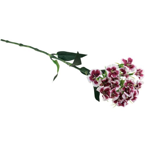 Prodotto Garofano barbuto Fiore artificiale Garofano bianco viola 52 cm