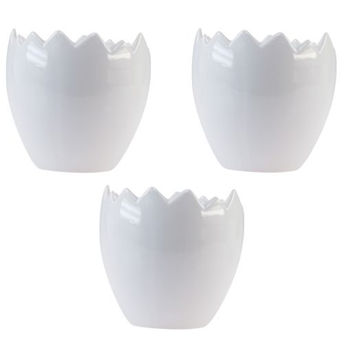 Floristik24 Vaso da fiori fioriera in ceramica bianco d&#39;uovo Ø11,5 cm H11,5 cm 3 pezzi