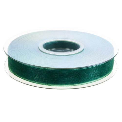 Prodotto Nastro in organza verde nastro regalo bordo intrecciato verde abete 15mm 50m