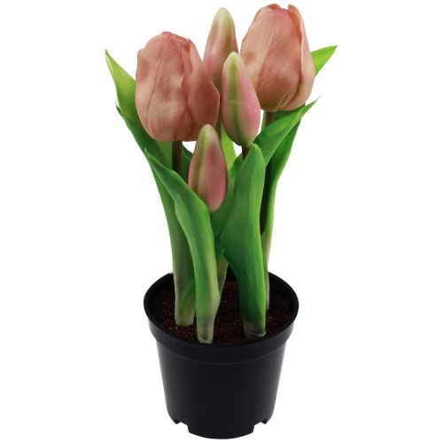 Tulipani artificiali in vaso Tulipani Fiori artificiali pesca  22 cm-14916