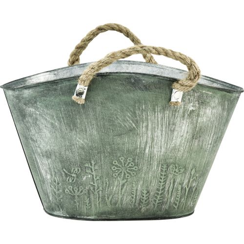 Prodotto Vaso da fiori con manici in juta borsa in metallo 31×20×17cm