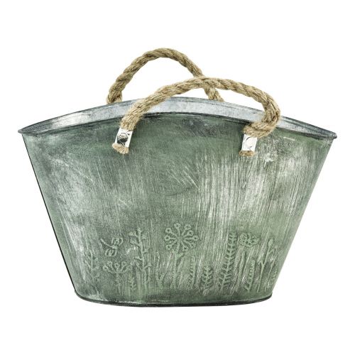 Prodotto Vaso da fiori con manici borsa in metallo iuta 24,5×17×15,5 cm