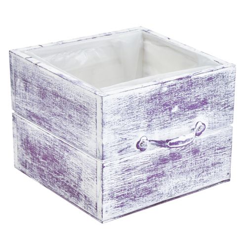 Prodotto Cassetto per piante con manico in legno bianco viola 12/15 cm set da 2