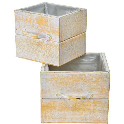 Scatole per piantare, decorazione in legno, scatola  decorativa con api, decorazione primaverile, shabby chic L15/12cm H10cm set  di 2-03036