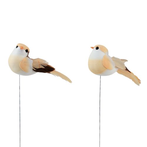 Prodotto Piuma di uccello su filo, uccello decorativo con piume arancione marrone 4 cm 12 pezzi