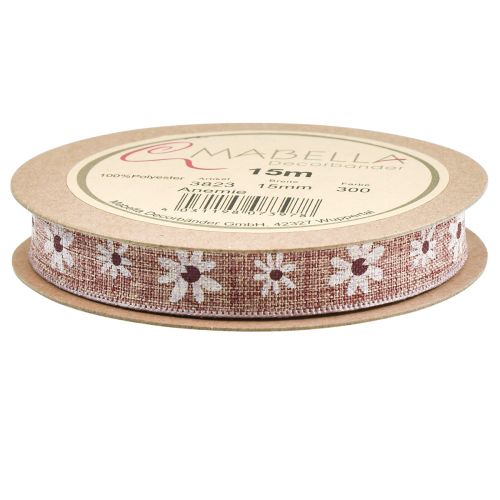 Prodotto Nastro decorativo fiori regalo nastro vino rosso beige 15 mm 15 m