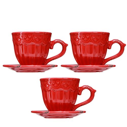 Prodotto Portacandele in ceramica coppetta rossa per candele a stecca 13×11×8cm 3 pz